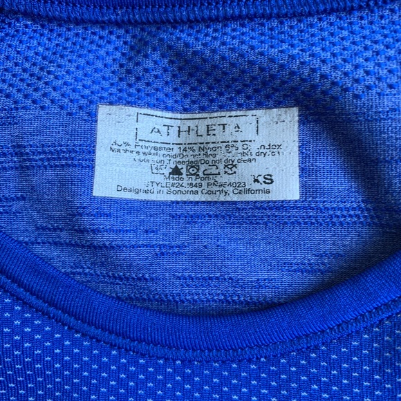 Athleta XS ruching back panels blue long sleeve T-shirt - Picture 4 of 6